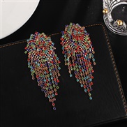 ( Gold+ Color diamond )occidental style wind Rhinestone tassel woman  fashion new color big earringsE