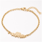 ( Gold)stainless steel elephant bracelet woman Korean style brief woman student stainless steel animal lady bracelet