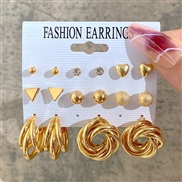 (54186)Earrings occidental style Metal circle earrings set creative personality love ear stud woman