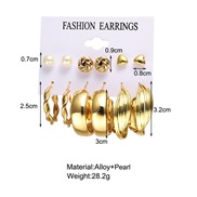 (gold )Earrings occidental style Metal circle earrings set creative personality love ear stud woman