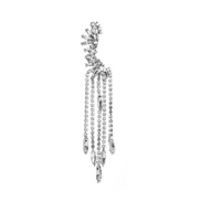 ( silvery )occidental style personality earrings Ear clip Alloy diamond long style tassel earrings woman fashion super 