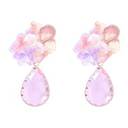 ( Pink)spring Acrylic flowers earrings drop earring occidental style exaggerating elegant Earring