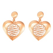 ( Gold)spring heart-shaped earrings occidental style Alloy earring exaggerating Metal retro Earring
