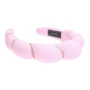 ( Pink)spring spring color velvet Headband occidental style Headband woman trend width head buckle