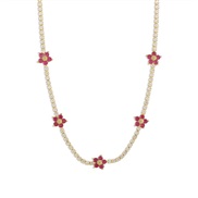 (gold + rose Red)occidental style brief samll clavicle chain  layer sweet flowers geometry necklace