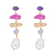 (purple)occidental style fashion Alloy geometry Irregular Pearl ear stud earrings enamel earring personality woman