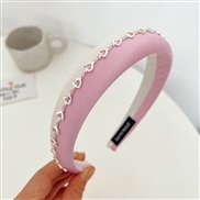 ( Pink+ white love )Korean style sweet high Headband high hollow love chain color Headband
