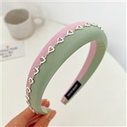 ( green+ Pink love )Korean style sweet high Headband high hollow love chain color Headband