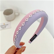 (purple+ Pink love )Korean style sweet high Headband high hollow love chain color Headband