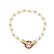 ( rose Red)occidental styleins wind Pearl bracelet woman retro temperament beads loversbrk