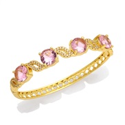 ( Pink)occidental style high samll flash diamond big zircon bangle ins wind fashion trendbra