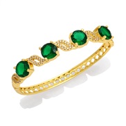 ( green)occidental style high samll flash diamond big zircon bangle ins wind fashion trendbra