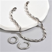 occidental style fashion stainless steel chain bracelet surface circle man set