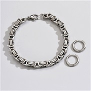 occidental style fashion concise stainless steel bracelet surface circle man set