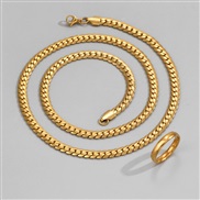 0.5*60cm stainless steel gold chain man necklace surface ring set