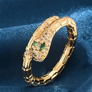 fashion bronze sweetOL concise embed Zirconium snake personality woman opening ring