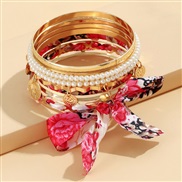 fashion floral bow multilayer temperament woman exaggerating bangle