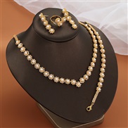 (SZ 6 4jinse) occidental style Korean brief banquet necklace earrings ring bracelet set woman