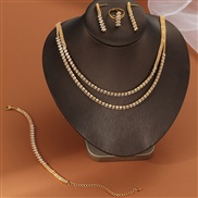 (SZ 6 7jinse) occidental style Korean brief banquet necklace earrings ring bracelet set woman