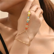( Gold)ins Bohemia beads flowers chain woman  occidental style creative brief geometry bracelet