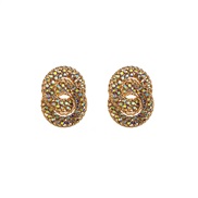 (ABgold )occidental style exaggerating colorful diamond buckle multilayer Round Alloy diamond geometry earrings woman e