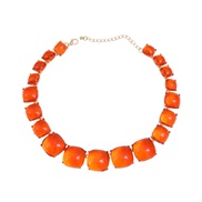 ( orange)necklace occidental style necklace exaggerating woman Alloy square resin Bohemian style