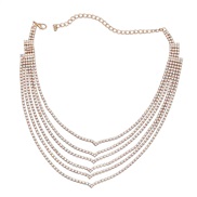 (AB color)necklace occidental style necklace multilayer claw chain lady Rhinestone diamond trend fully-jewelled banquet