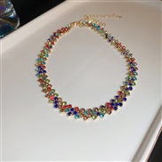 ( necklace  Color)Korea wind diamond rhombus necklace personality fashion chain samll all-Purpose