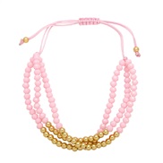 ( Pink)Bohemian style three layer bracelet samll handmade beads bracelet womanbra