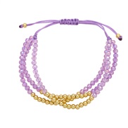 (purple)occidental style crystal bronze weave bracelet woman  handmade beads three layer braceletbra