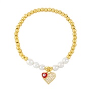 ( red)ins wind fashion heart-shaped eyes bracelet occidental style samll Pearl beads braceletbrb
