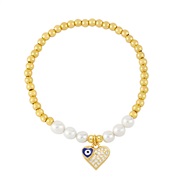 ( blue)ins wind fashion heart-shaped eyes bracelet occidental style samll Pearl beads braceletbrb