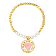 ( Pink)occidental style love Pearl bracelet samll high sweet temperament girl student personalitybrb