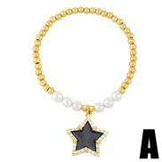 (A  black)occidental styleins temperament brief star Moon bracelet woman samll Pearl beads elasticitybrb