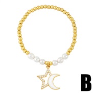 (B  white)occidental styleins temperament brief star Moon bracelet woman samll Pearl beads elasticitybrb