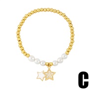 (C)occidental styleins temperament brief star Moon bracelet woman samll Pearl beads elasticitybrb