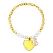 ( yellow)occidental styleins wind multicolor enamel love Pearl bracelet personality brief womanbrb