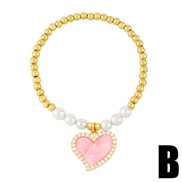 (B  Pink)enamel love Pearl bracelet womanins samll high temperament beadsbrb