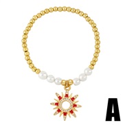 (A)occidental style Pearl elasticity bracelet womanins fashion love Five-pointed star pendant temperamentbra