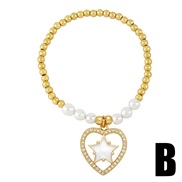 (B)occidental style Pearl elasticity bracelet womanins fashion love Five-pointed star pendant temperamentbra