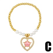( white)occidental style Pearl elasticity bracelet womanins fashion love Five-pointed star pendant temperamentbra