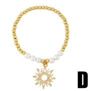 (D)occidental style Pearl elasticity bracelet womanins fashion love Five-pointed star pendant temperamentbra