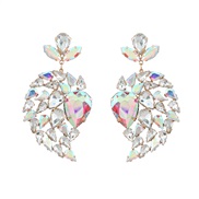 (AB color)fashion colorful diamond earrings occidental style Earring woman Alloy diamond geometry flowers fully-jewelled