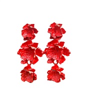 ( red)spring Alloy three-dimensional flowers earrings woman occidental style earring fashion trend Bohemian style Earri