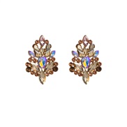 ( champagne)occidental style fashion geometry Irregular earrings tree Alloy diamond earrings woman exaggerating persona