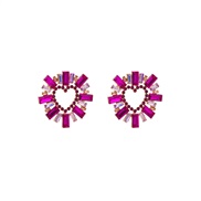 ( rose Red)occidental style personality fashion Alloy Rhinestone sun flower heart-shaped earrings woman elegant tempera