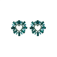 ( green)occidental style personality fashion Alloy Rhinestone sun flower heart-shaped earrings woman elegant temperamen