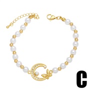 (C)summer Moon butterfly imitate Pearl beads braceletins samll occidental style braceletbrc