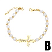 (B)cross imitate Pearl bracelet woman occidental style high brief all-Purpose braceletbrb