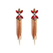 (red color )Bohemia ethnic style Earring tassel ear stud fashion long style fully-jewelled luxurious elegant temperamen
